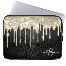 Black Damask und Gold Glitzer Tropfen