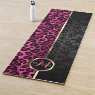Black Damask und Hot Pink Leopard Yoga Mat Yogamatte