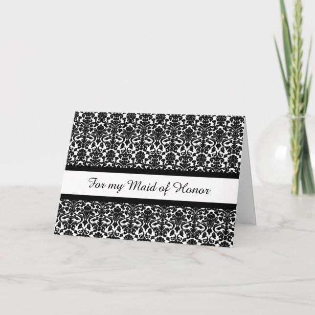 Black Damask Vielen Dank Trauzeugin Card Dankeskarte (Vorderseite)