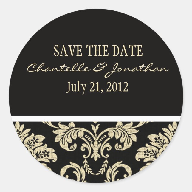 Black Damask Wedding Sticker (Vorderseite)