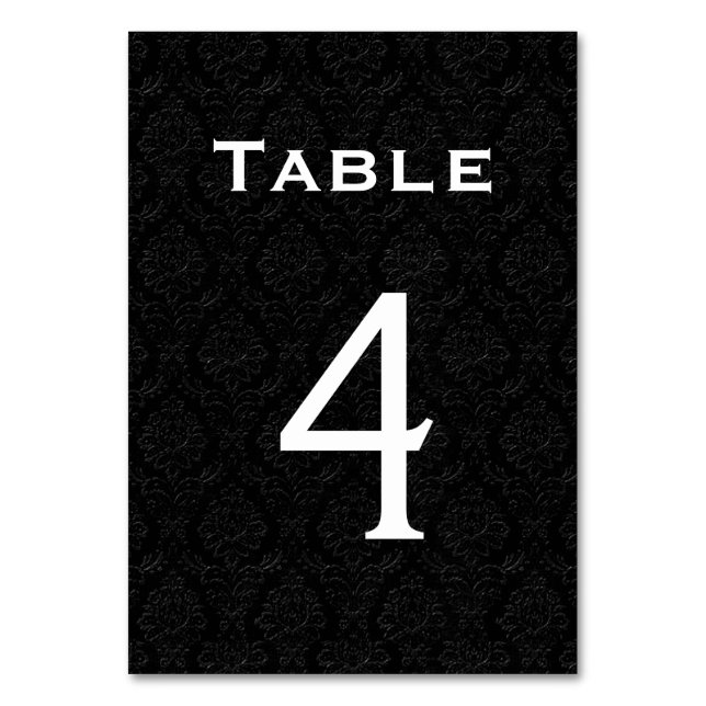 Black Damask Wedding Tischnummer 4 (Rückseite)