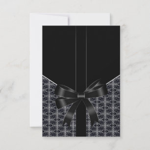 Black Damask White Lace Elegantes Hochzeitssemble RSVP Karte