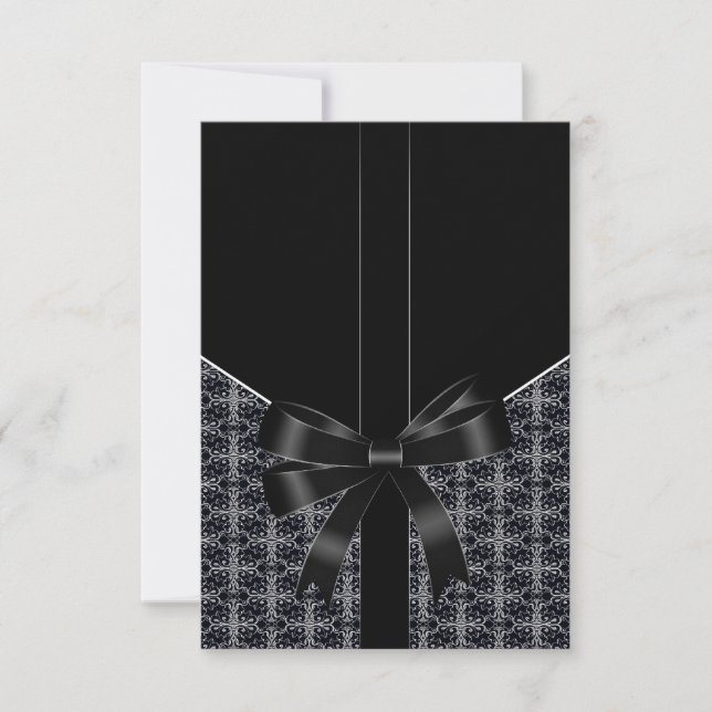 Black Damask White Lace Elegantes Hochzeitssemble RSVP Karte (Vorderseite)