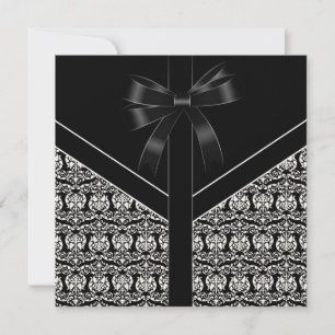Black Damask White Wedding Damask Einladung