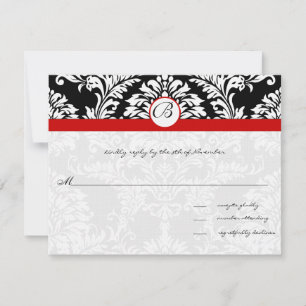 Black Damask Wirbel Red Trim Wedding Einladung