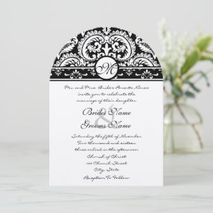 Black Damask Wirbel Square Einladung zur Hochzeit