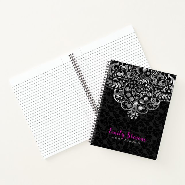 Black Damasks Silver Lace Notizbuch (Innenseite)