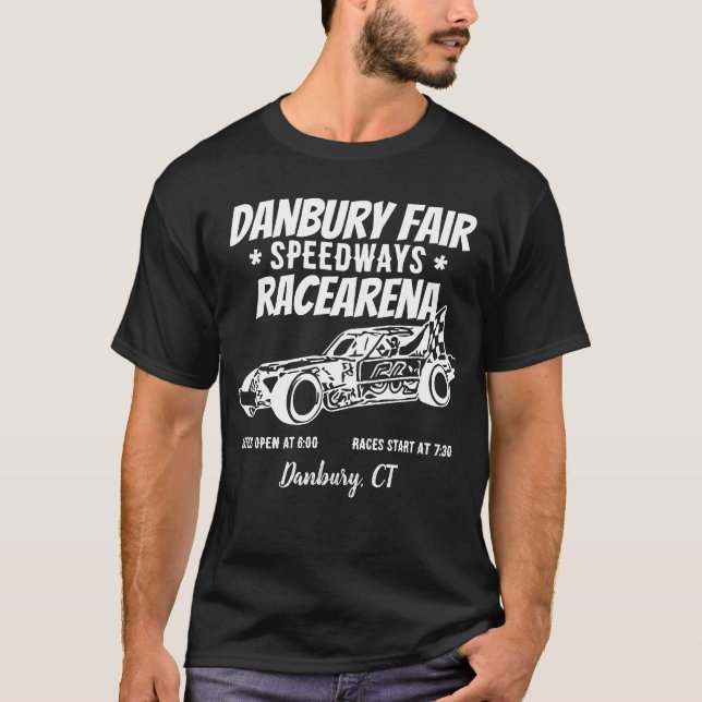 Black Danbury Messe Racearena Speedway 1-seitige T T-Shirt (Vorderseite)