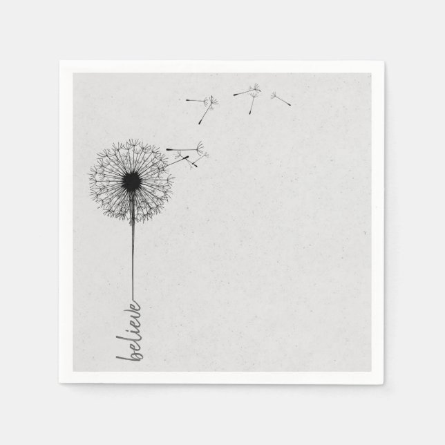 Black Dandelion Believe Inspiration Serviette (Vorderseite)