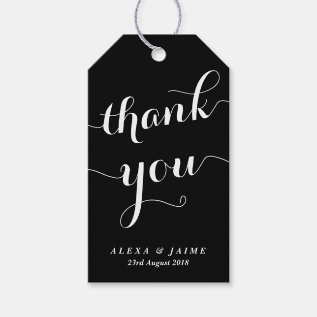 Black danke Ihnen Niedliche moderne kalligraphisch Geschenkanhänger (Vorderseite)