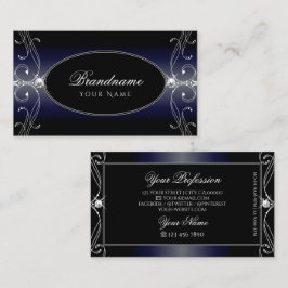 Black Dark Blue Verziert Sparkling Diamonds Orname Visitenkarte