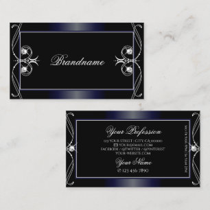 Black Dark Blue Verziert Sparkling Diamonds Orname Visitenkarte