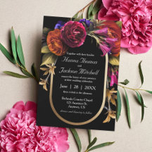 Black Dark Moody Elegant Blumen Herbsthochzeit