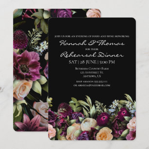 Black Dark Moody Elegantes Probe-Dinner Einladung