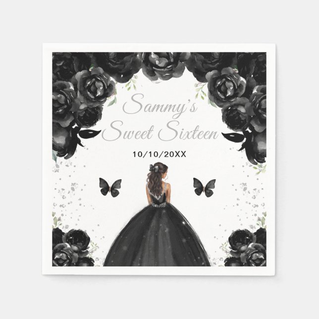 Black Dark Skin Princess 16 . Geburtstag Serviette (Vorderseite)