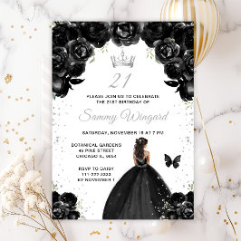 Black Dark Skin Princess Birthday Party Einladung