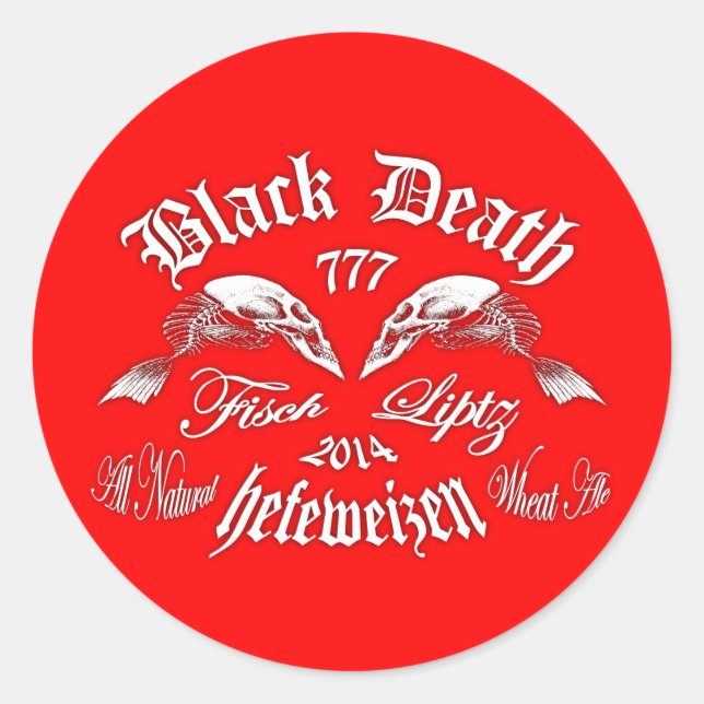 Black Death 777 - Fisch Liptz Hefeweizen Runder Aufkleber (Vorderseite)