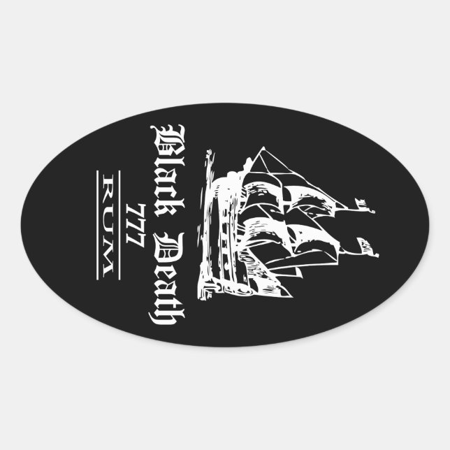 Black Death 777 - Ol Ships Rum Ovaler Aufkleber (Vorderseite)
