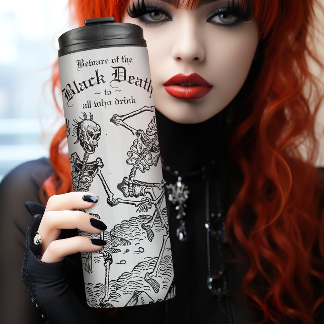 Black Death Dancing Skeletts Gothic Macabre Thermosbecher (Von Creator hochgeladen)