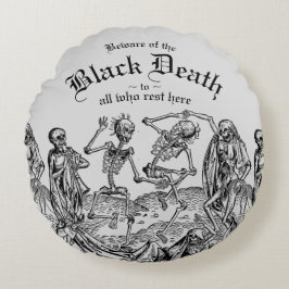 Black Death Dancing Skeletts Gothic Macabre Throw Rundes Kissen