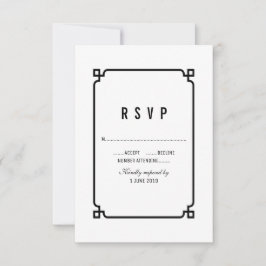 Black Deko Chic Wedding RSVP Karte