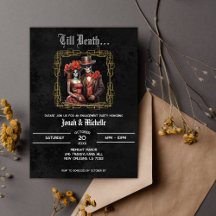 Black Día De Los Muertos Skulls Engagement Party