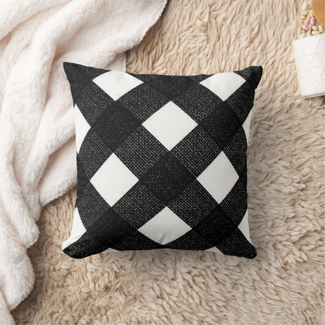 Black Diagonal Buffalo Kegeltuch Kissen (Decke)