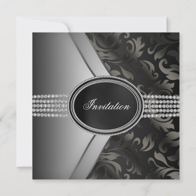 Black Diamond Black Krawatte Party Einladung (Vorderseite)