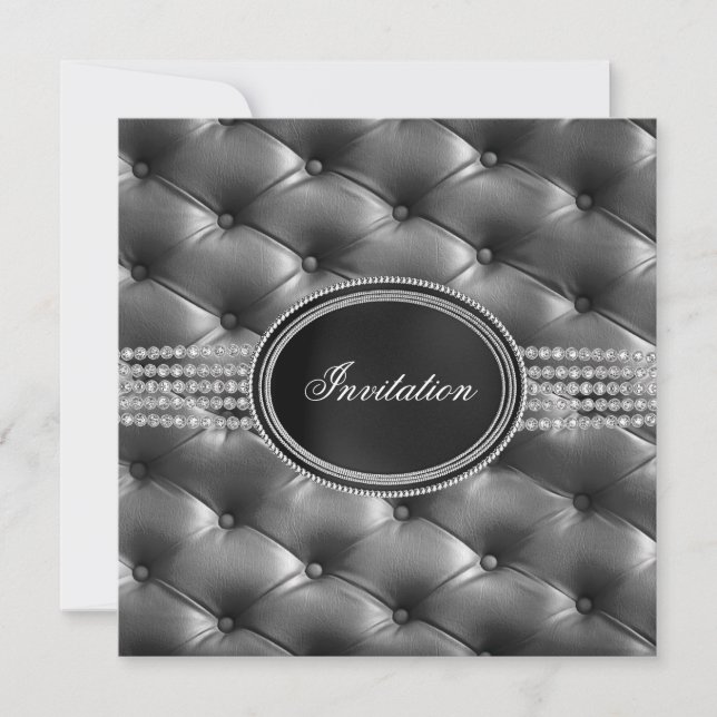 Black Diamond Black Krawatte Party Einladung (Vorderseite)