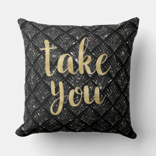 Black Diamond Gold Letter Coussin Vous Emmène.