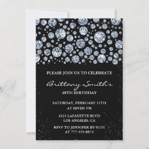 Black Diamond Sparkle Glitter 48. Geburtstag Einladung
