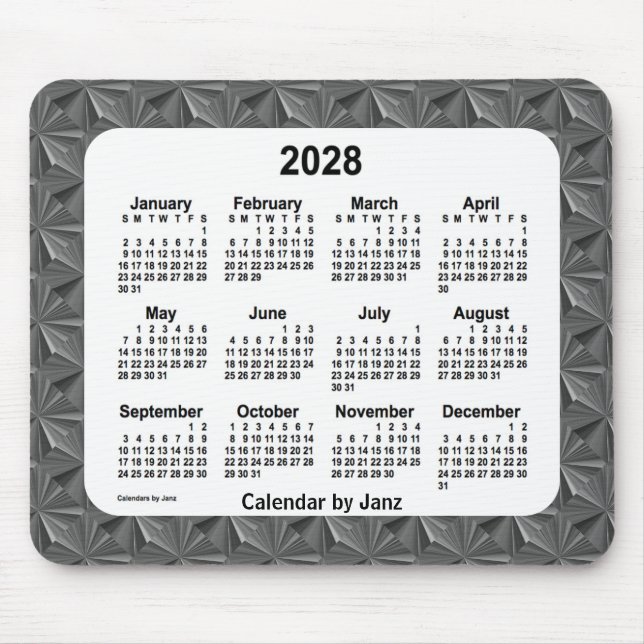 Black Diamonds Calendar von Janz 2028 Mousepad (Vorne)