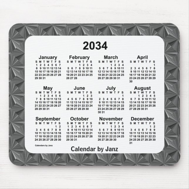 Black Diamonds Calendar von Janz 2034 Mousepad (Vorne)