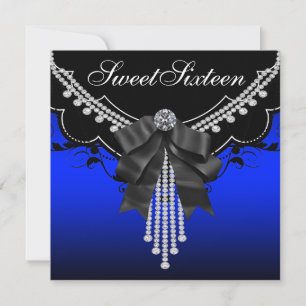 Black Diamonds und Royal Blue Birthday Party Einladung