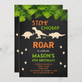 Black Dinosaur Birthday Invite Einladung