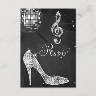 Black Disco Ball Sparkon Heelses UAWG RSVP Karte