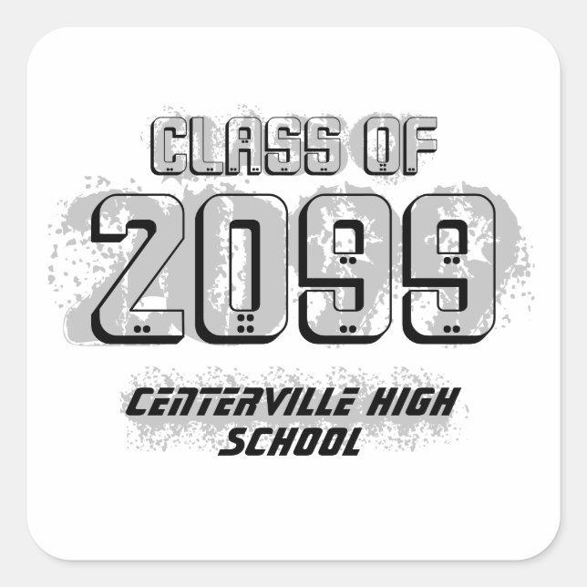 Black Distressed Modern Class of Square Sticker (Vorderseite)