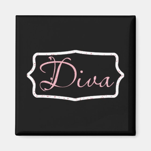 Black Diva Word Art Magnet (Vorne)