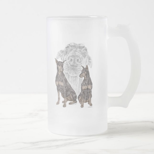 Black Doberman Hunde Mattglas Bierglas (Rechts)
