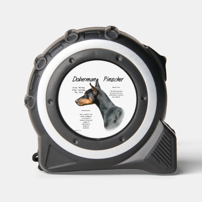 Black Doberman Pinscher History Maßband (Vorderseite)