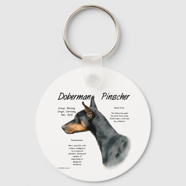 Black Doberman Pinscher History Schlüsselanhänger (Vorderseite)
