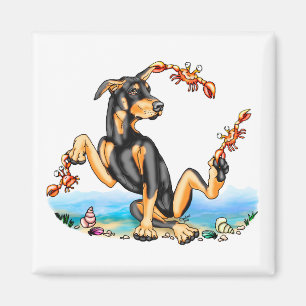 Black Doberman Pinscher Kinda Crabby Magnete Magnet