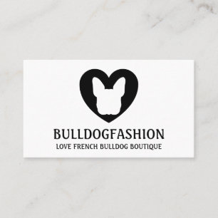 Black Dog Heart Liebe French Bulldog Visitenkarte