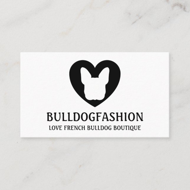 Black Dog Heart Liebe French Bulldog Visitenkarte (Vorderseite)