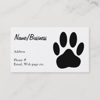 Black Dog Paw Print Custom Visitenkarte