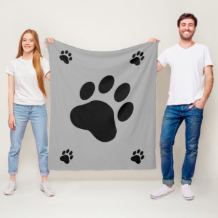 Black Dog Paw Silhouetten Fleecedecke