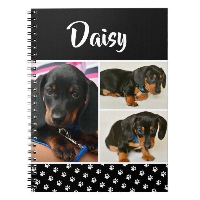 Black Dog Pet Lover Foto Collage Pawprint Notizblock (Vorderseite)