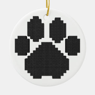 Black Dog Pfotenabdruck Bausteine Keramik Ornament