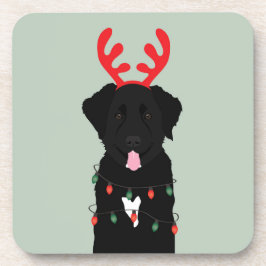 Black Dog Rentier Weihnachtsleuchten Getränkeuntersetzer