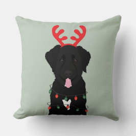 Black Dog Rentier Weihnachtsleuchten Kissen
